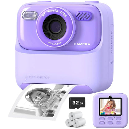 Fun Kids Instant Camera with HD Selfies and 32GB Memory - Fesara