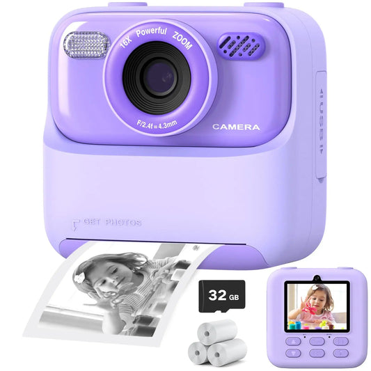 Fun Kids Instant Camera with HD Selfies and 32GB Memory - Fesara