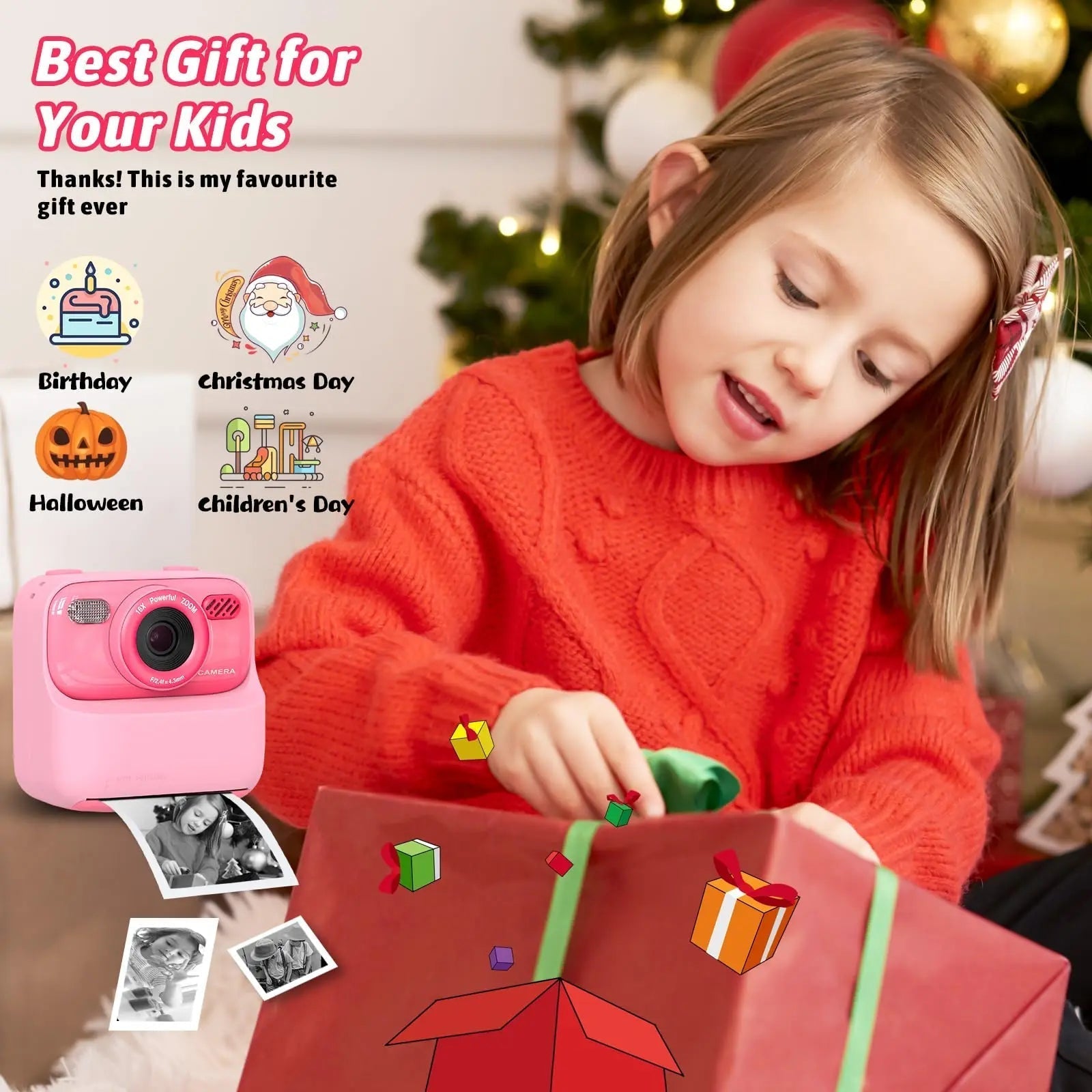SnapJoy | Colorful Fun Kids Instant Camera with HD Selfie and 32GB Memory 6