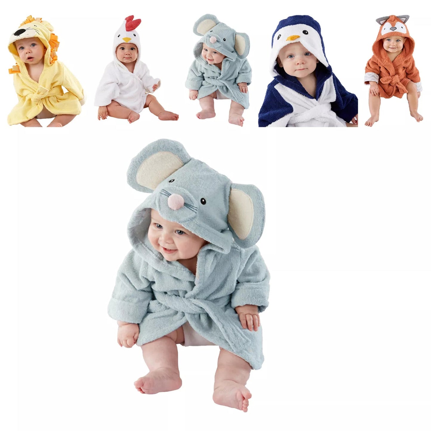 Plush Baby Bathrobe Soft Cotton Warm Hooded