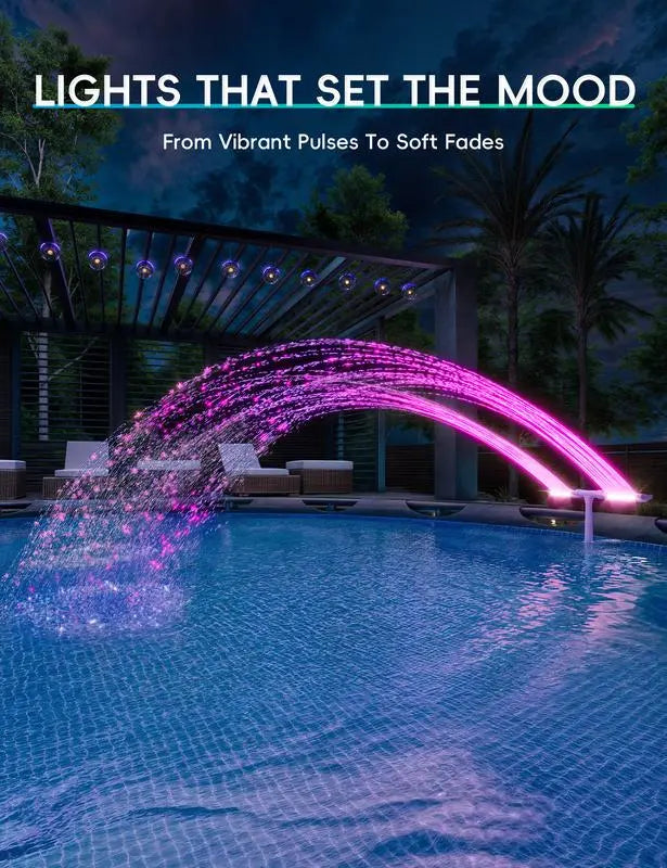 Colorful Solar Pool Fountain with LED Lights & Spray