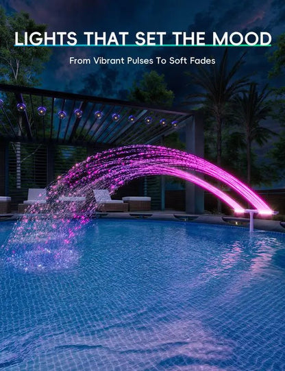 Colorful Solar Pool Fountain with LED Lights & Spray