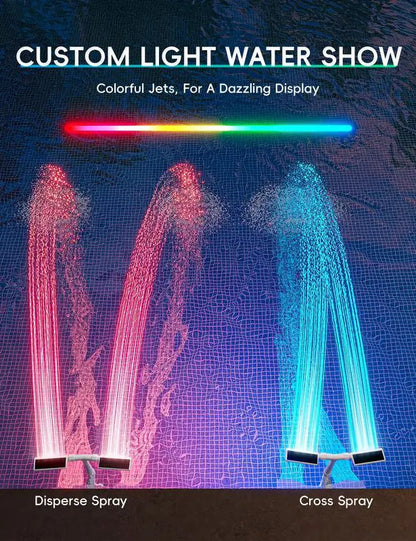 Colorful Solar Pool Fountain with LED Lights & Spray
