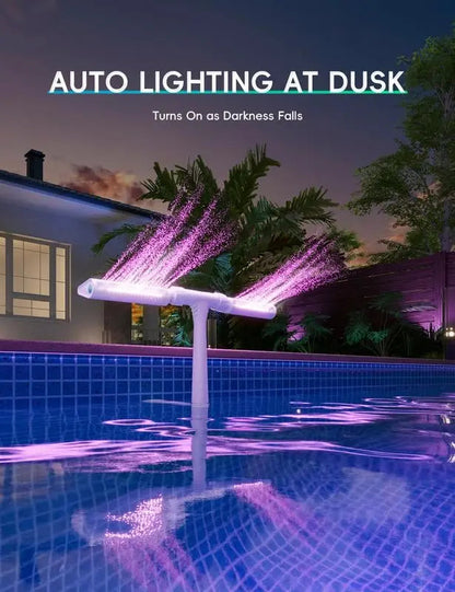Colorful Solar Pool Fountain with LED Lights & Spray
