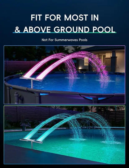 Colorful Solar Pool Fountain with LED Lights & Spray