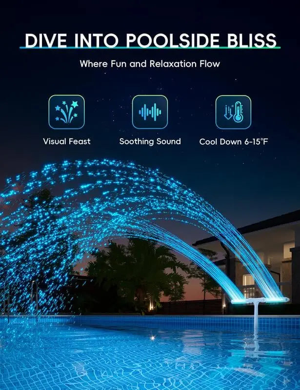 Colorful Solar Pool Fountain with LED Lights & Spray