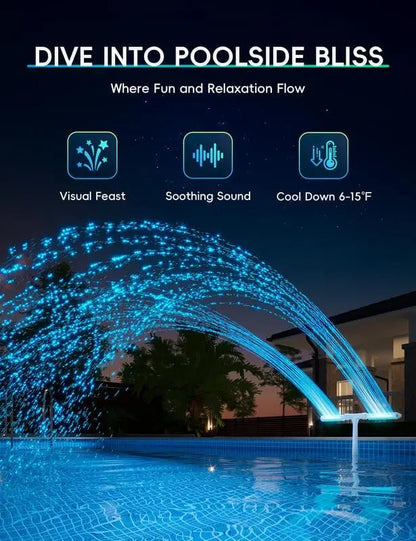 Colorful Solar Pool Fountain with LED Lights & Spray