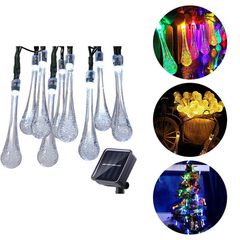 Colorful Solar Powered Water Drop Lights