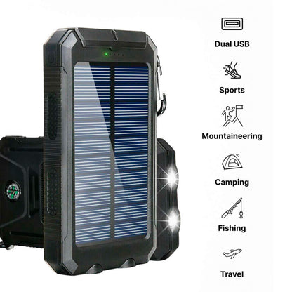 Compact Solar Battery Pack Dual USB 20000mAh Charger