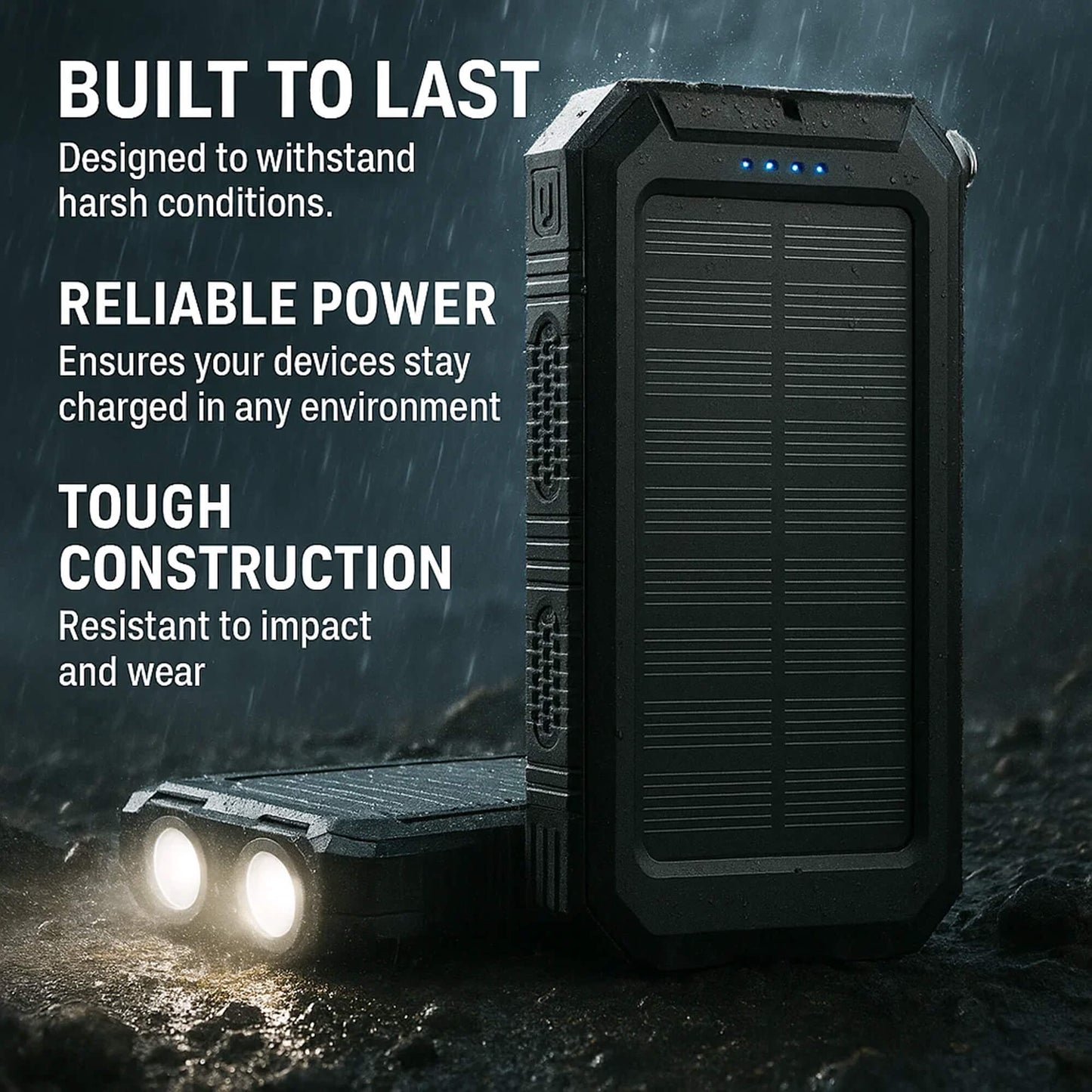 Compact Solar Battery Pack Dual USB 20000mAh Charger