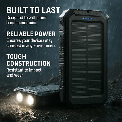 Compact Solar Battery Pack Dual USB 20000mAh Charger