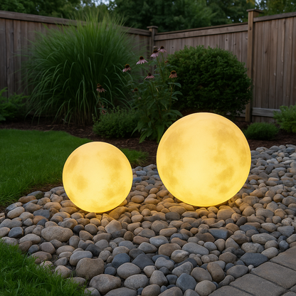 Round Outdoor Solar Moon Light Lamp - Fesara