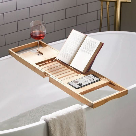 Natural Bamboo Bath Tray for Spa Bath Organization - Fesara