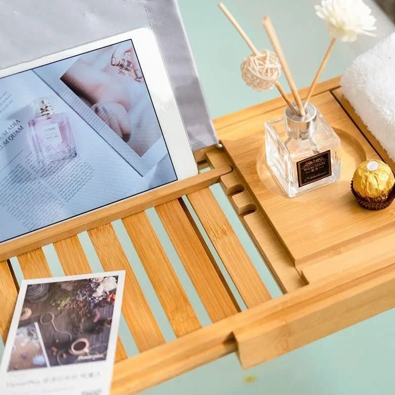 Solavera | Elegant Sustainable Bamboo Bathtub Relaxation Tray 1