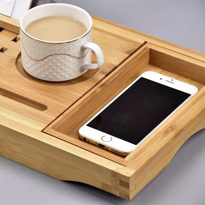 Solavera | Elegant Sustainable Bamboo Bathtub Relaxation Tray 2