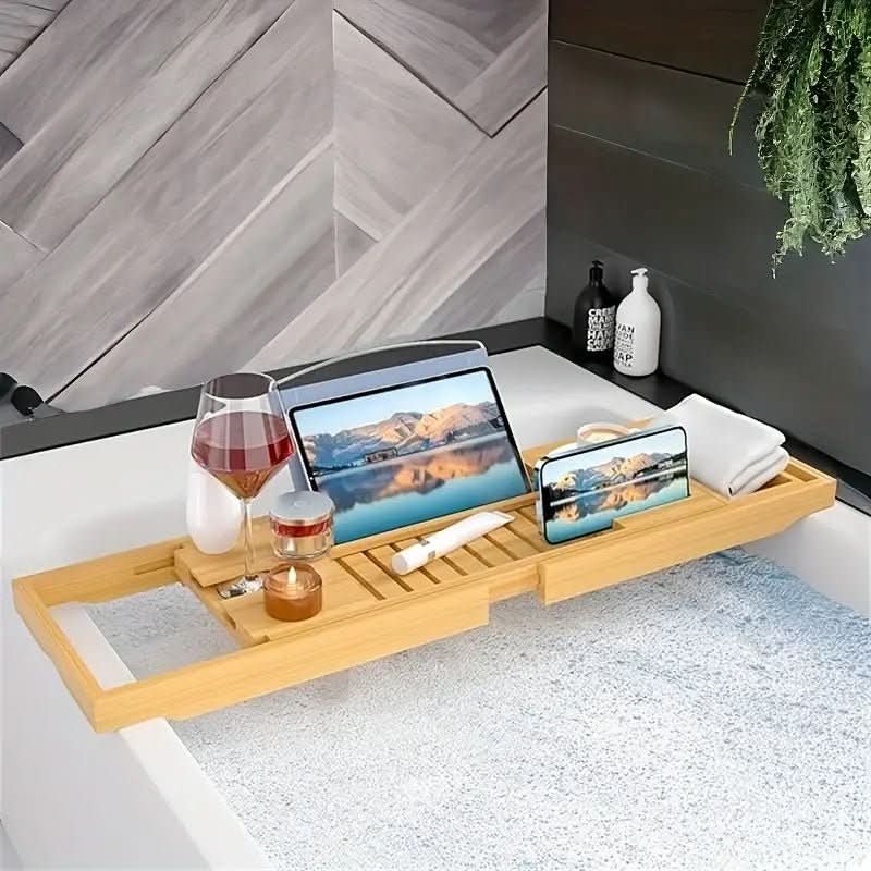 Solavera | Elegant Sustainable Bamboo Bathtub Relaxation Tray 3