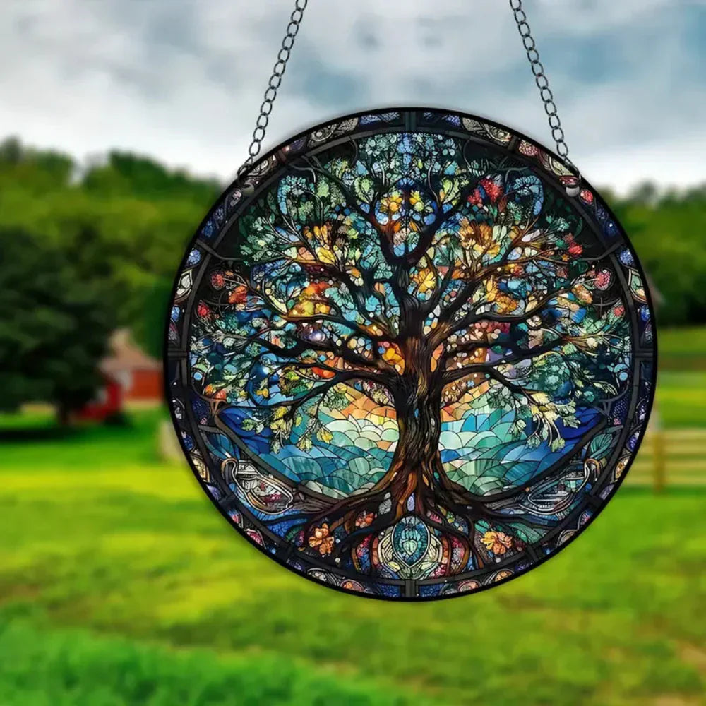 Colorful Crystal Window Hanging with Sparkling Rainbow Lights