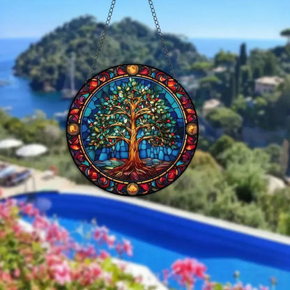 Colorful Crystal Window Hanging with Sparkling Rainbow Lights