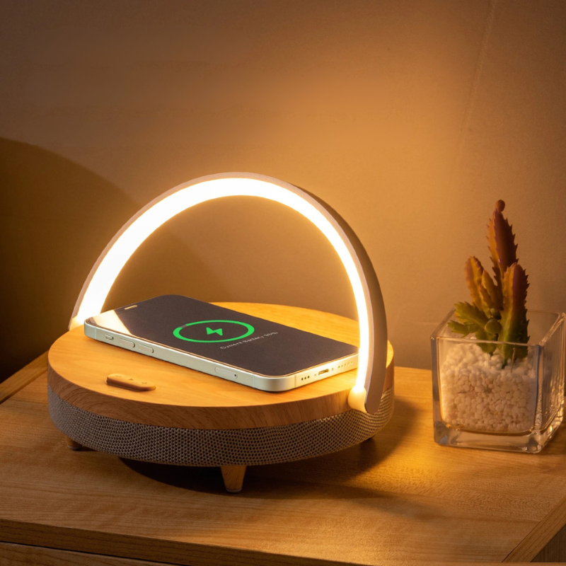 Smart LED Desk Lamp with Wireless Charging & Speaker - Fesara