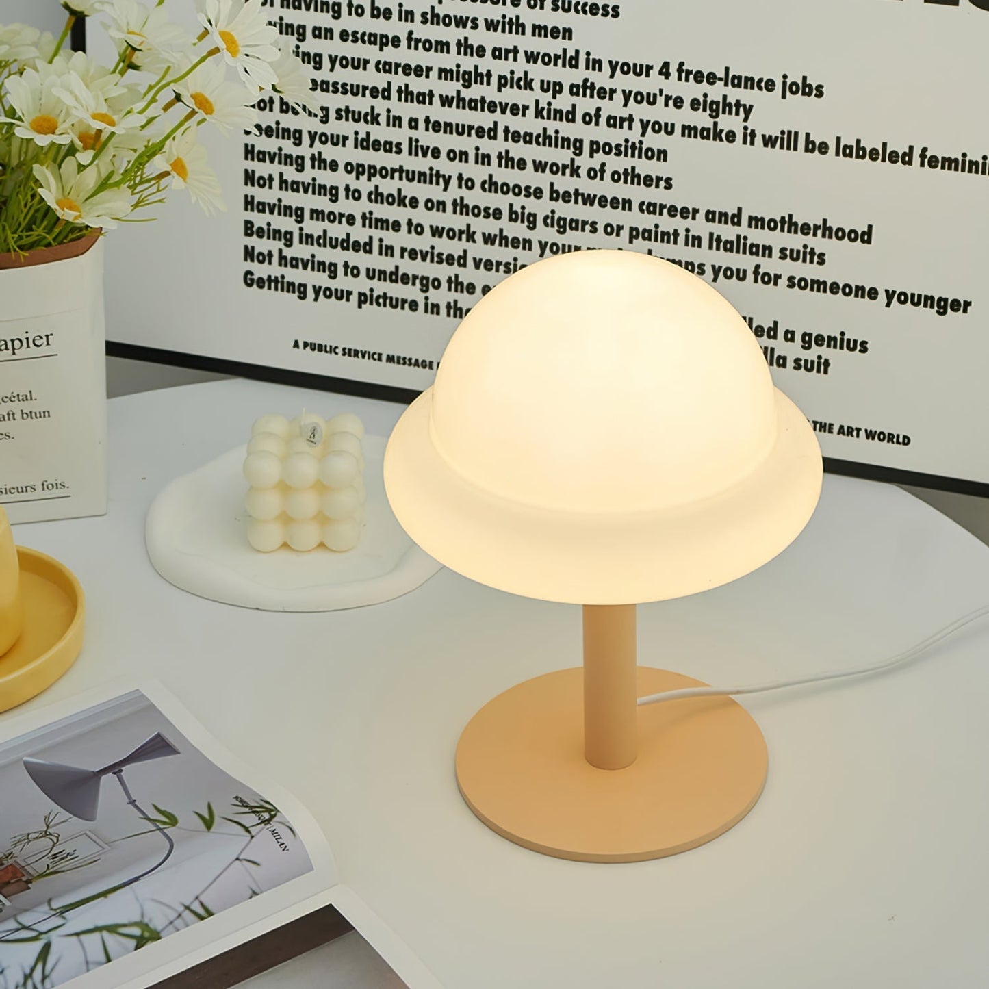Galaxy Glass Desk Lamp with Silver Finish