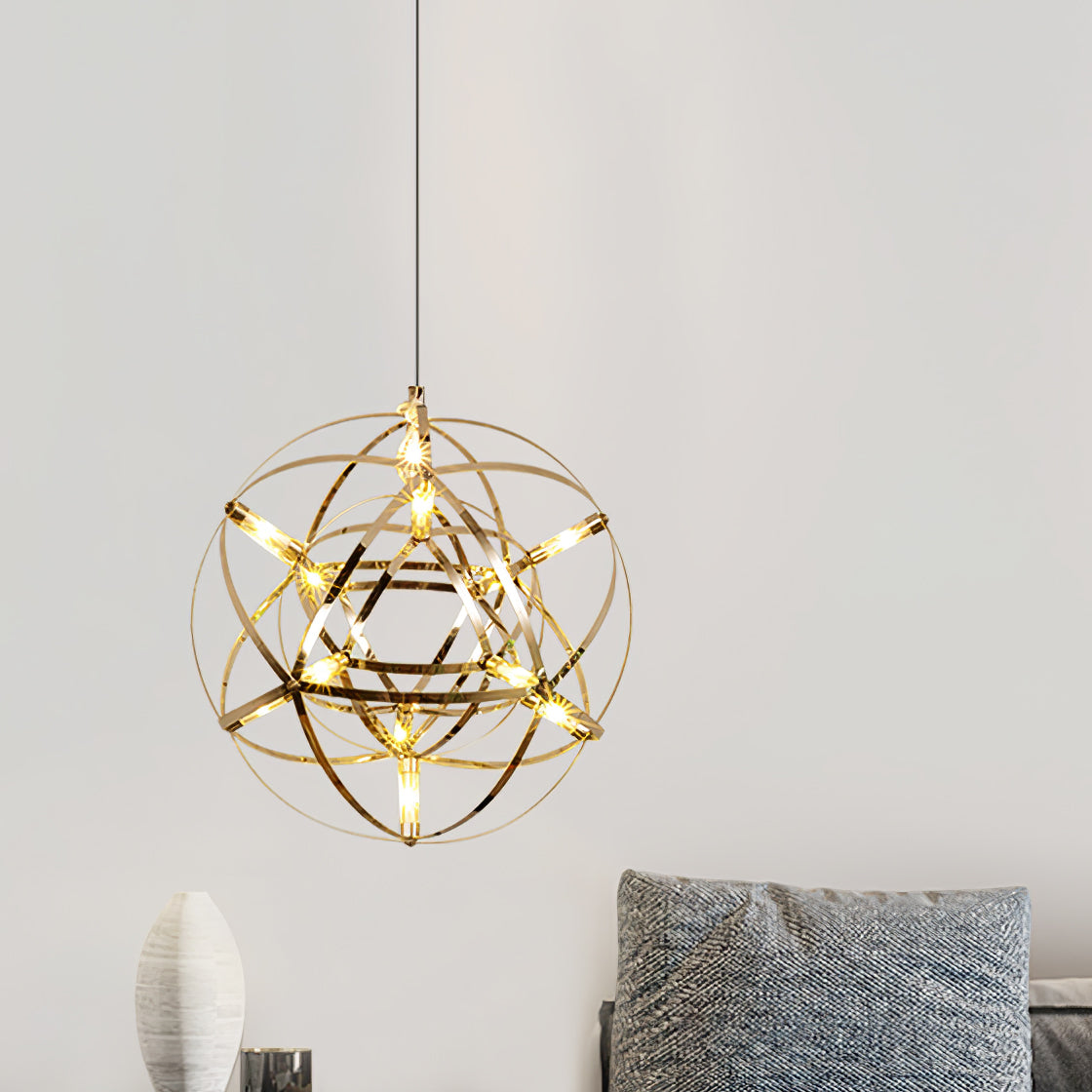 Contemporary Round Metal LED Hanging Light Fixture