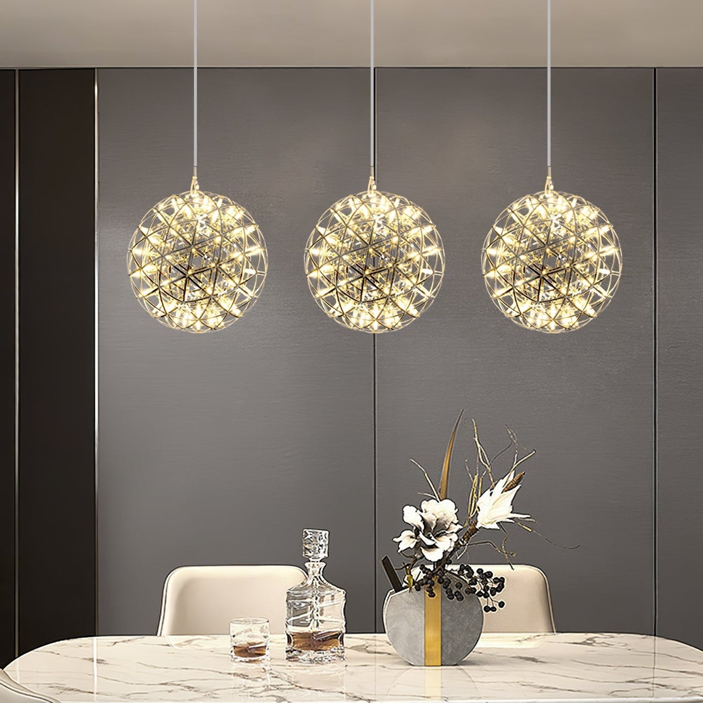 Contemporary Round Metal LED Hanging Light Fixture