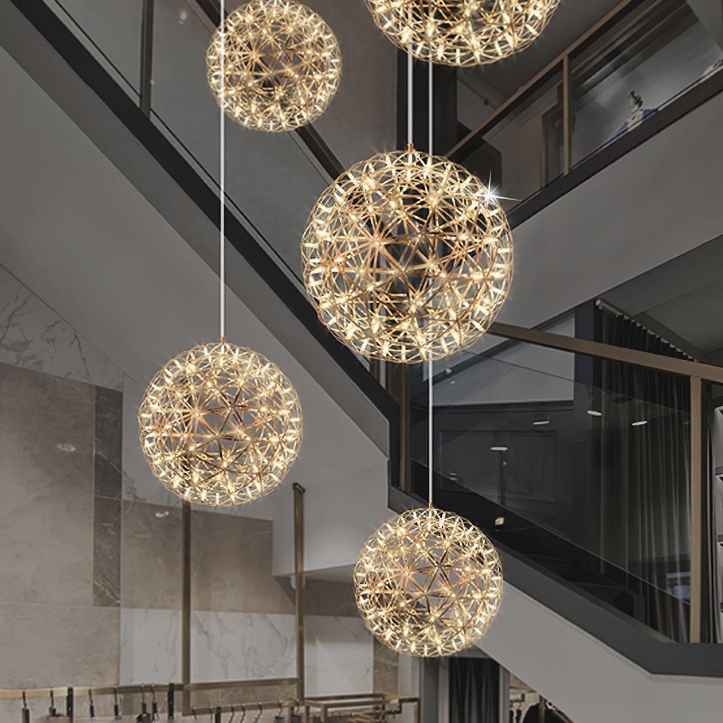 Contemporary Round Metal LED Hanging Light Fixture