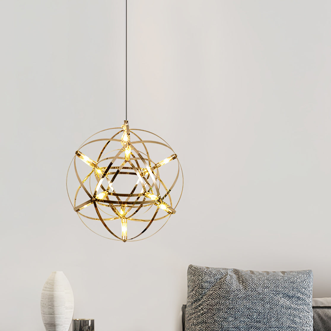 Contemporary Round Metal LED Hanging Light Fixture