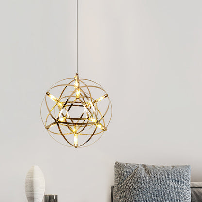 Contemporary Round Metal LED Hanging Light Fixture