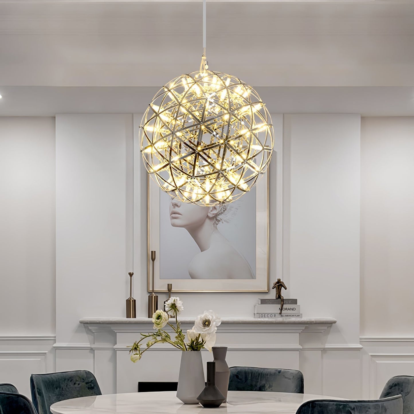 Contemporary Round Metal LED Hanging Light Fixture