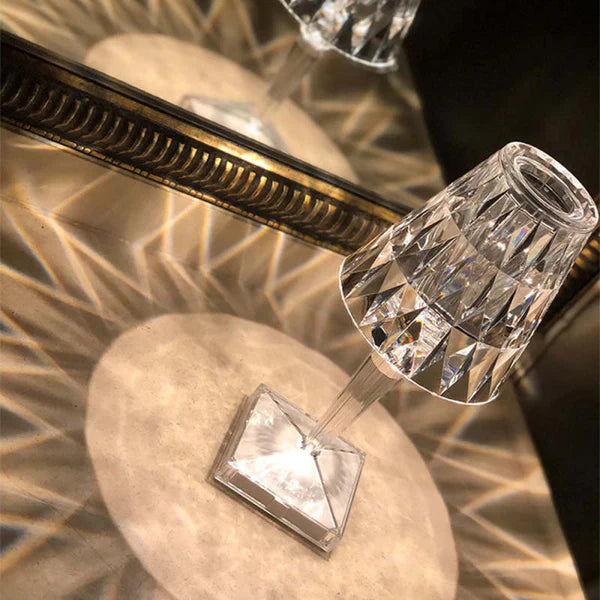Luxurious Glass Table Lamp with Dimmer and USB Recharge