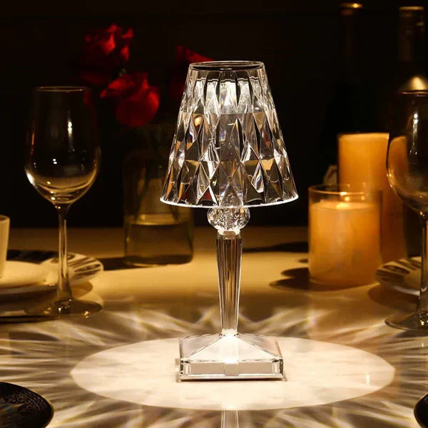 Luxurious Glass Table Lamp with Dimmer and USB Recharge