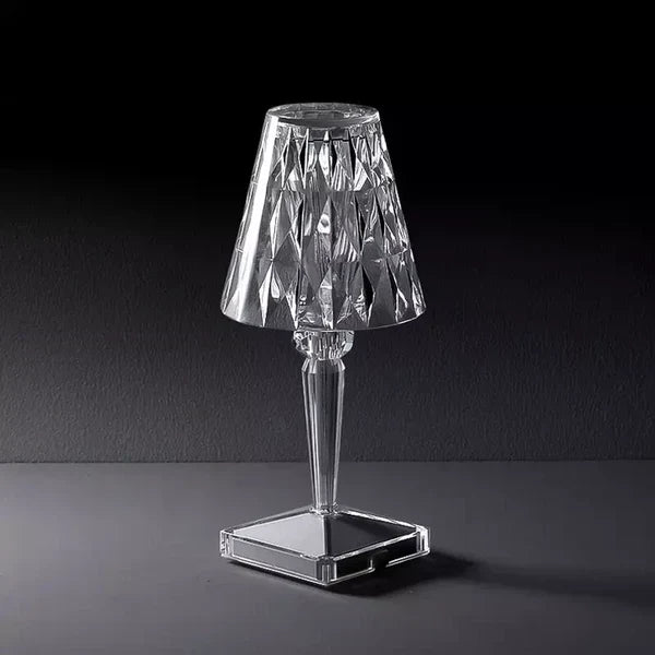 Luxurious Glass Table Lamp with Dimmer and USB Recharge