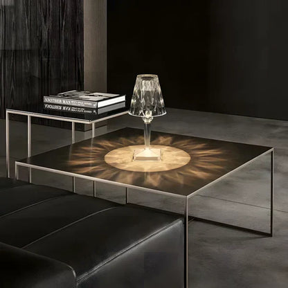 Luxurious Glass Table Lamp with Dimmer and USB Recharge