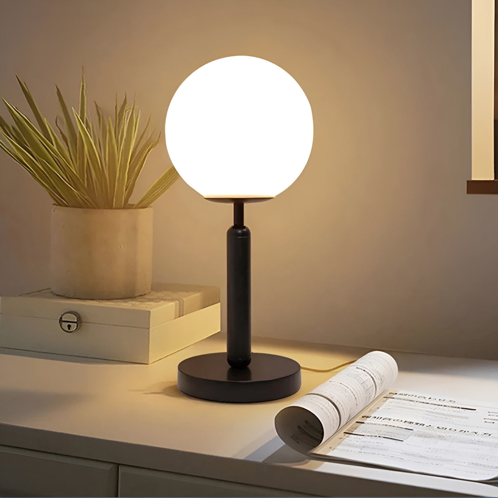 Elegant Glass Brass LED Table Lamp - Fesara