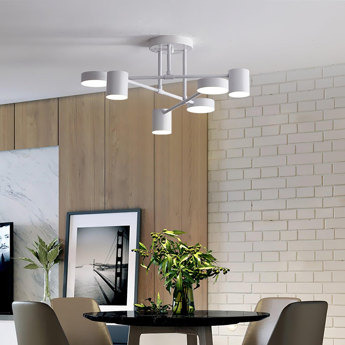 Luxury Gold Orb Chandelier LED Ceiling Light 6-Light