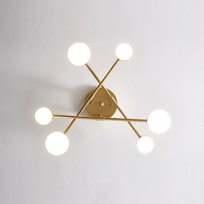 Luxury Gold Orb Chandelier LED Ceiling Light 6-Light