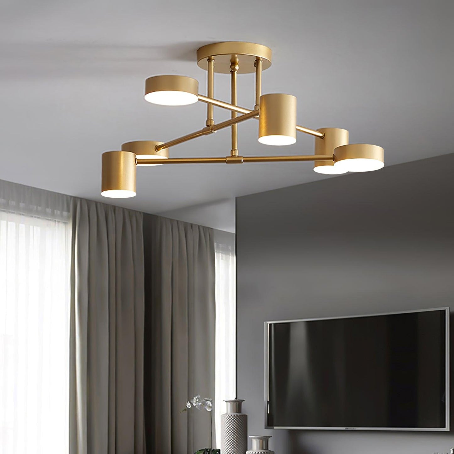 Luxury Gold Orb Chandelier LED Ceiling Light 6-Light