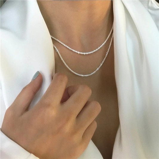 Shining Star Necklace with Delicate Silver Chain - Fesara