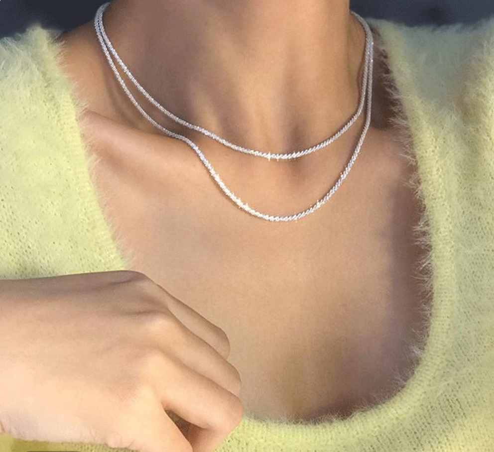 Star light and necklace silver set 4