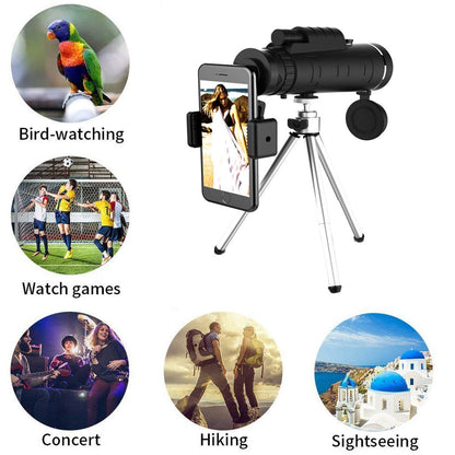 Portable HD Monocular Telescope with Phone Adapter & Stand