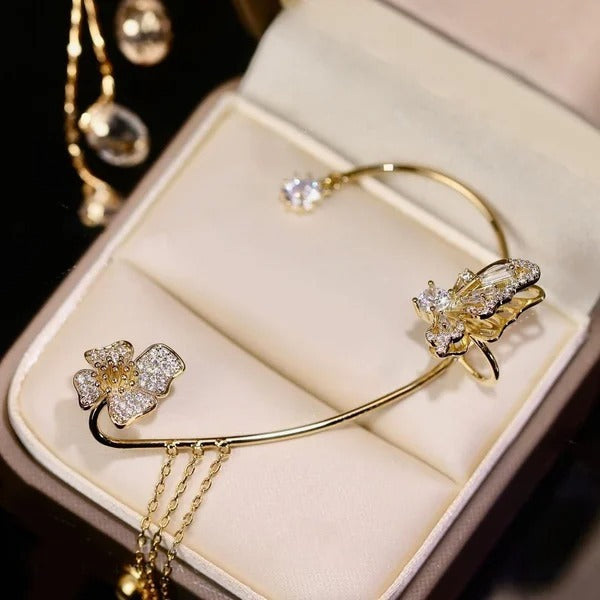Fesara | Luxury Drop Earrings with Butterflies and Sparkling Crystals