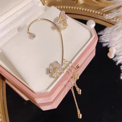 Fesara | Luxury Drop Earrings with Butterflies and Sparkling Crystals