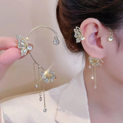Fesara | Luxury Drop Earrings with Butterflies and Sparkling Crystals - Fesara