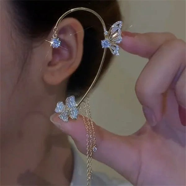 Fesara | Luxury Drop Earrings with Butterflies and Sparkling Crystals