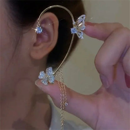 Fesara | Luxury Drop Earrings with Butterflies and Sparkling Crystals