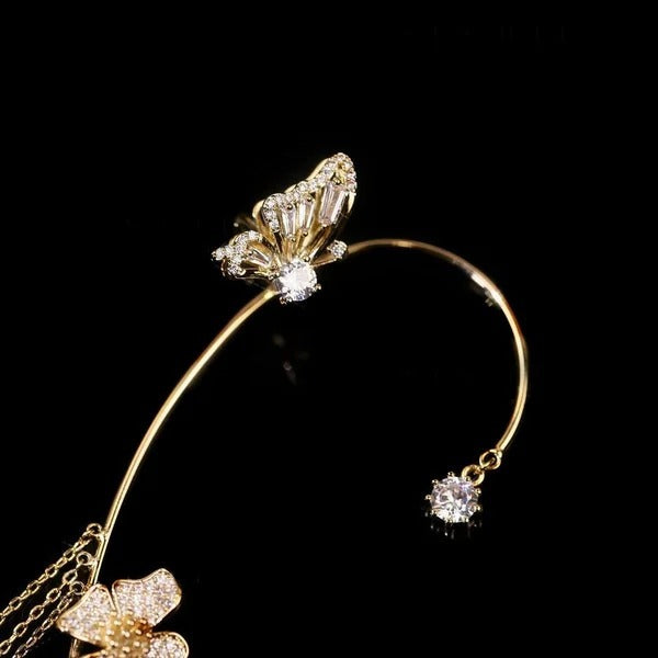 Fesara | Luxury Drop Earrings with Butterflies and Sparkling Crystals