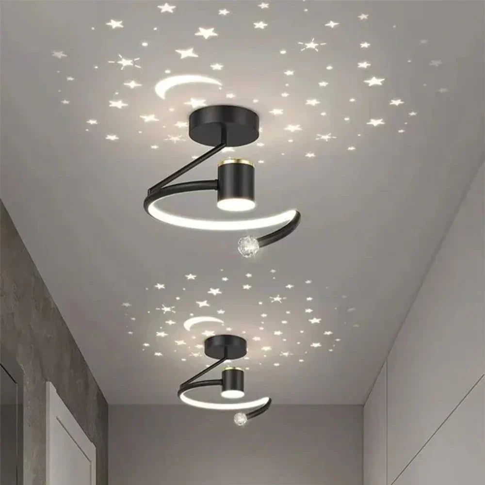 Modern Round LED Ceiling Light with Starry Night Effect