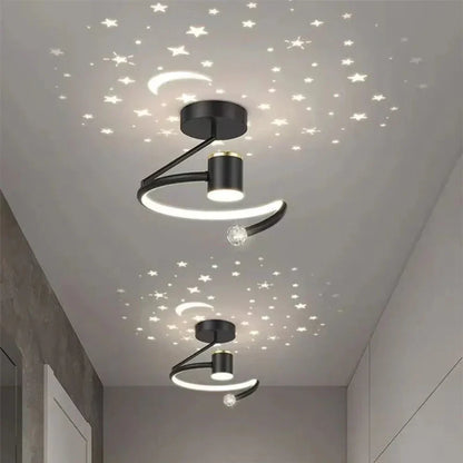 Modern Round LED Ceiling Light with Starry Night Effect