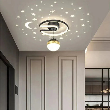 Modern Round LED Ceiling Light with Starry Night Effect